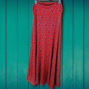LuLaRoe MAXI skirt modal NEW womens size large red black geometric print
